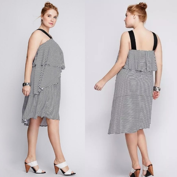 Lane Bryant Dresses & Skirts - NWOT Lane Bryant Black And White Striped Tiered Midi Dress Size 18/20